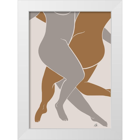 Lovers Beige White Modern Wood Framed Art Print by 1x Studio II