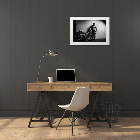 Bizon White Modern Wood Framed Art Print by Sutula, Alexandr