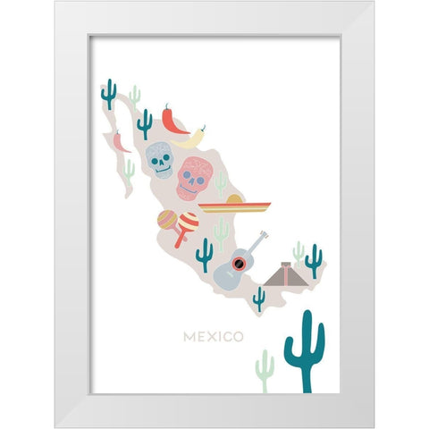 Mexico Map No 1 White Modern Wood Framed Art Print by 1x Studio II