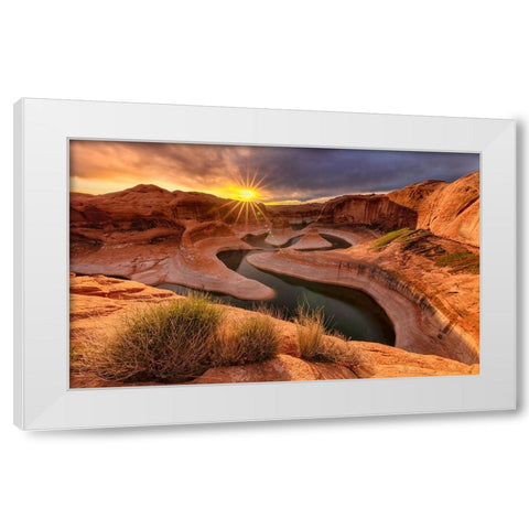 Sunrise At Reflection Canyon White Modern Wood Framed Art Print by Bian, James
