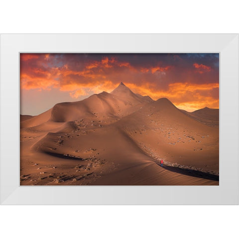 Exploring The Desert White Modern Wood Framed Art Print by Simoon