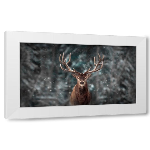 Deer King White Modern Wood Framed Art Print by Lee, Kim