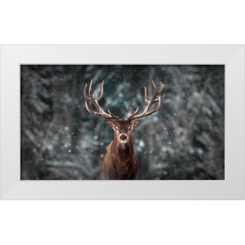 Deer King White Modern Wood Framed Art Print by Lee, Kim