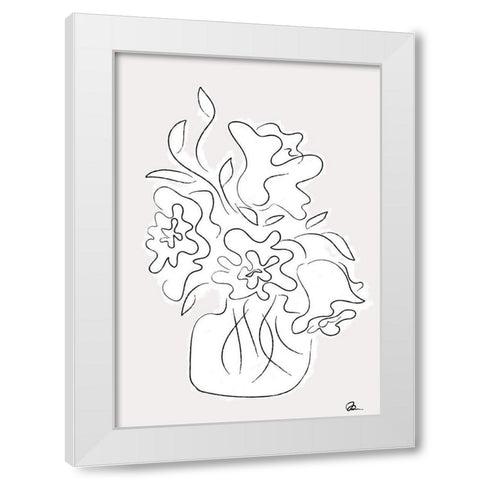 Flower Bouquet Grey White Modern Wood Framed Art Print by 1x Studio II