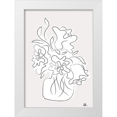 Flower Bouquet Grey White Modern Wood Framed Art Print by 1x Studio II