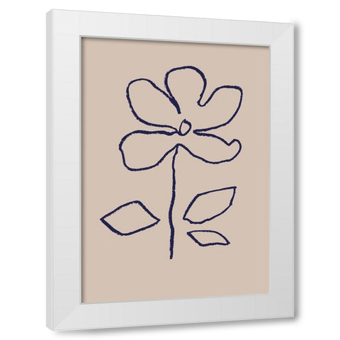 Oil Pastel Flower Blue White Modern Wood Framed Art Print by 1x Studio