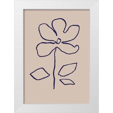 Oil Pastel Flower Blue White Modern Wood Framed Art Print by 1x Studio