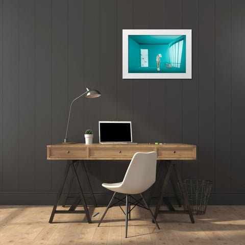 Caging White Modern Wood Framed Art Print by von Diepenbroek, Christine