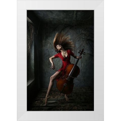 The Rhythm Of Sadness White Modern Wood Framed Art Print by Kisworo, Sebastian