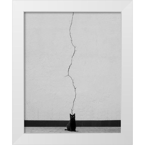 Cat Thoughts White Modern Wood Framed Art Print by Alizolghadri93