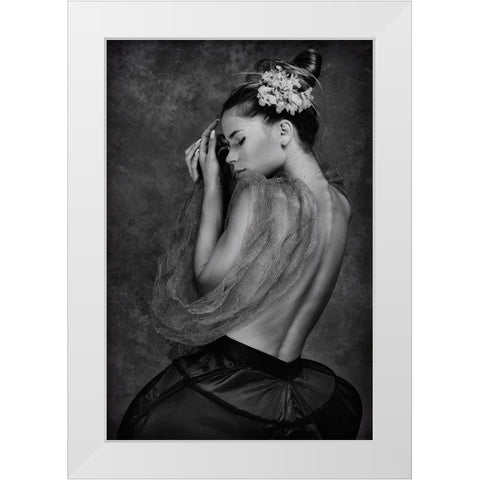 Delicate White Modern Wood Framed Art Print by Gil Raga, Joan