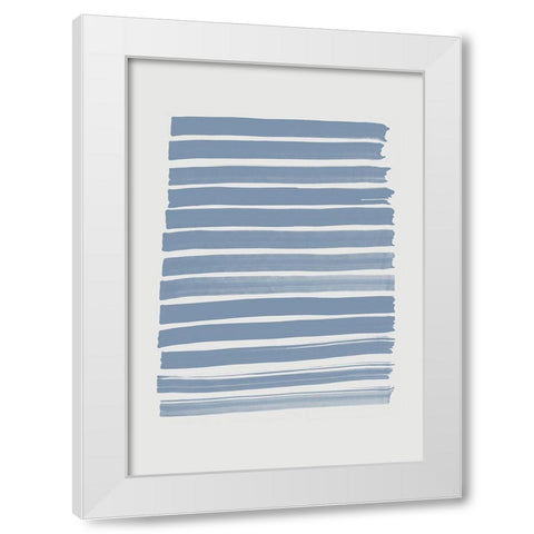 Blue Strokes White Modern Wood Framed Art Print by 1x Studio