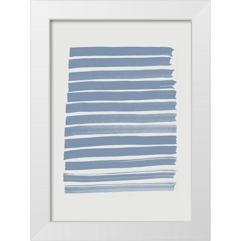 Blue Strokes White Modern Wood Framed Art Print by 1x Studio