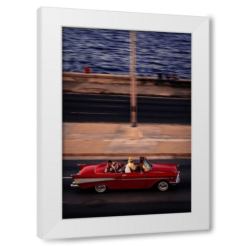 Red Car Driving White Modern Wood Framed Art Print by Bauer, Andreas