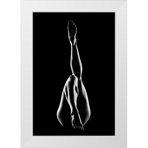 Lines White Modern Wood Framed Art Print by Golob, Gorazd