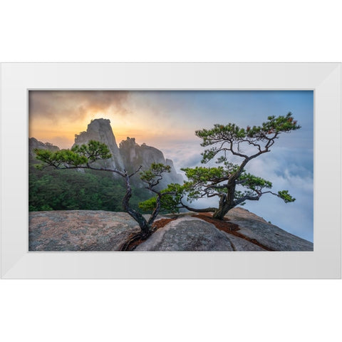 Dancing Trees Of Eden White Modern Wood Framed Art Print by Ryu, Jaeyoun