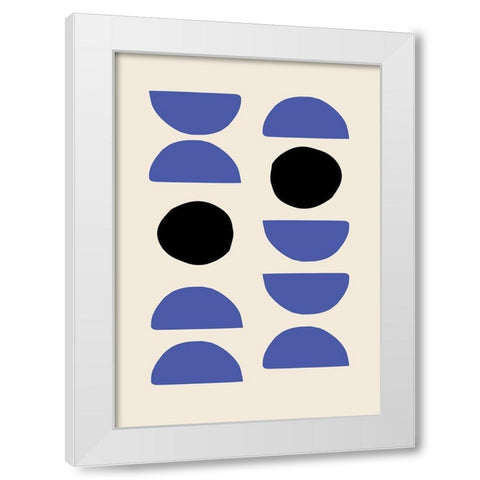 Blue Shapes White Modern Wood Framed Art Print by 1x Studio