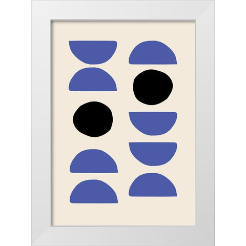 Blue Shapes White Modern Wood Framed Art Print by 1x Studio