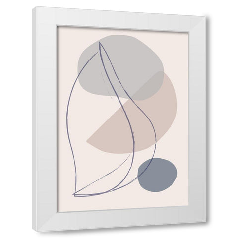 New Shapes Blue No 1 White Modern Wood Framed Art Print by 1x Studio
