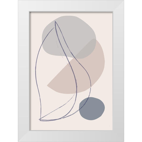 New Shapes Blue No 1 White Modern Wood Framed Art Print by 1x Studio