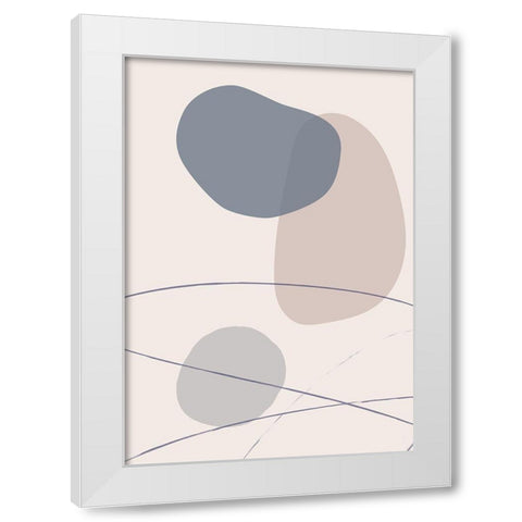 New Shapes Blue No 3 White Modern Wood Framed Art Print by 1x Studio