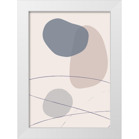 New Shapes Blue No 3 White Modern Wood Framed Art Print by 1x Studio