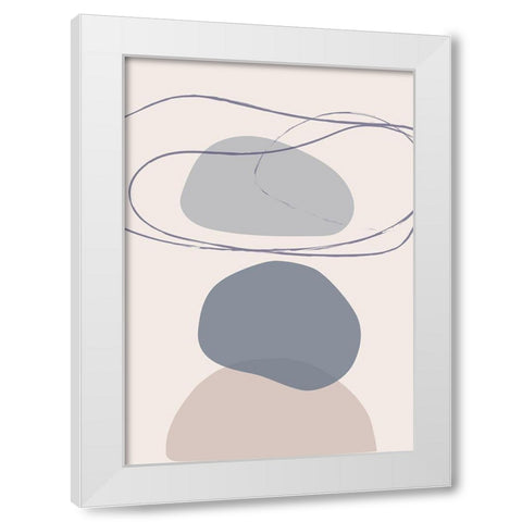 New Shapes Blue No 4 White Modern Wood Framed Art Print by 1x Studio