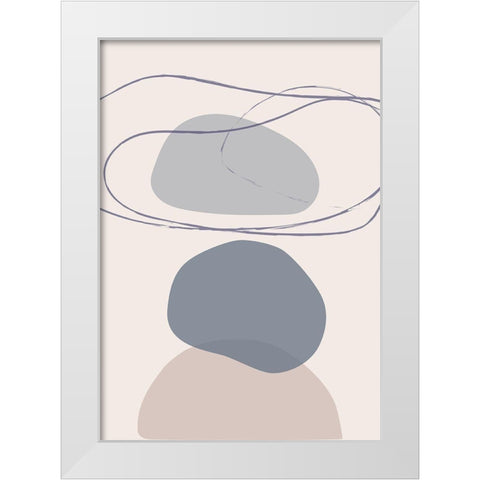 New Shapes Blue No 4 White Modern Wood Framed Art Print by 1x Studio