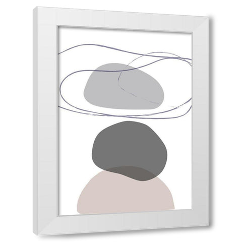 New Shapes Beige 04 White Modern Wood Framed Art Print by 1x Studio