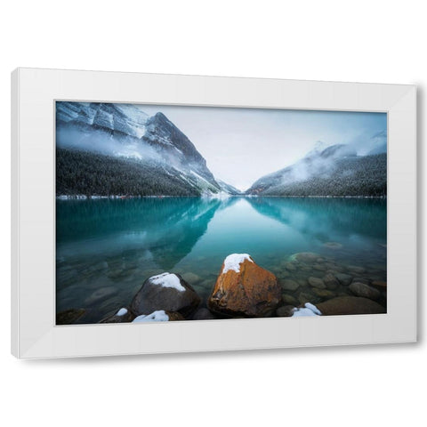 Foggy Lake Louise White Modern Wood Framed Art Print by Li, Yongnan
