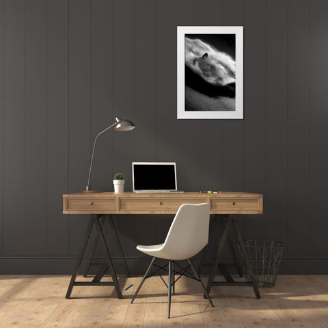 Riding White Modern Wood Framed Art Print by Shu, Tristan