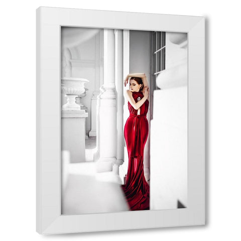 Red Elegance White Modern Wood Framed Art Print by Bolgov, Ruslan