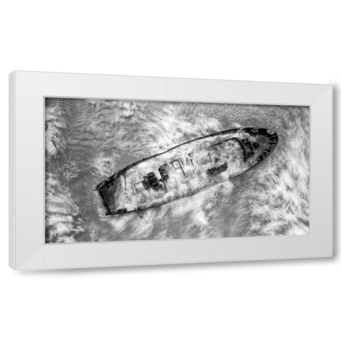 Abandoned Wreck White Modern Wood Framed Art Print by Meirovich, Ido