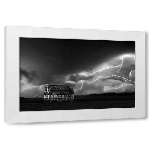 A Night Of Nightning White Modern Wood Framed Art Print by Su, Yuan