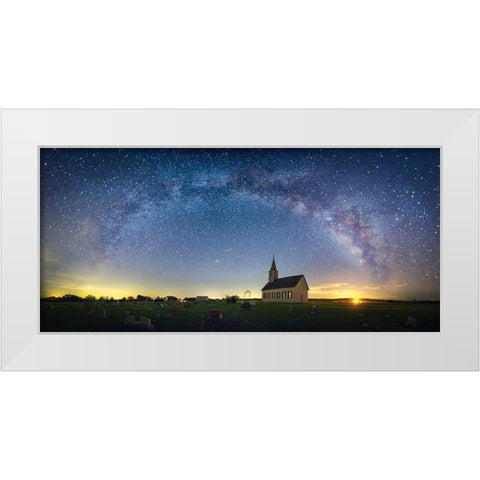 Peace On Earth White Modern Wood Framed Art Print by Zheng, Michael