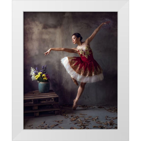 Ballerina White Modern Wood Framed Art Print by Mikael, Fira