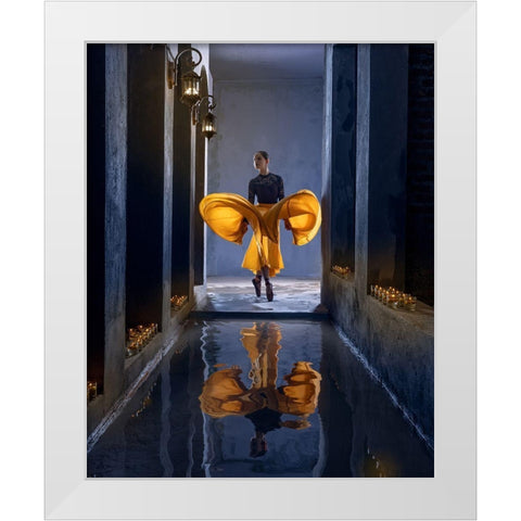 Ballerina In The Aisle White Modern Wood Framed Art Print by Suhardjo, Lisdiyanto