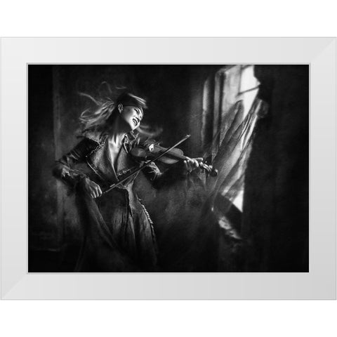 The Rhythm Of Sorrow White Modern Wood Framed Art Print by Kisworo, Sebastian