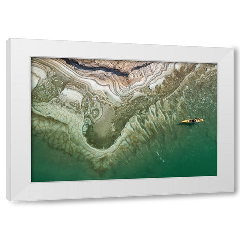Dead Sea Kayaker White Modern Wood Framed Art Print by Meirovich, Ido