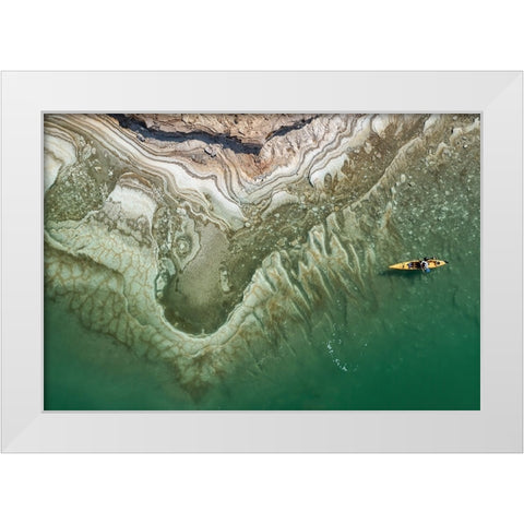 Dead Sea Kayaker White Modern Wood Framed Art Print by Meirovich, Ido