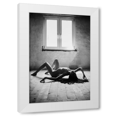 Spidergirl White Modern Wood Framed Art Print by Kaminski, Lukas