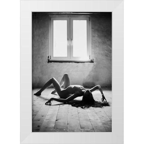 Spidergirl White Modern Wood Framed Art Print by Kaminski, Lukas