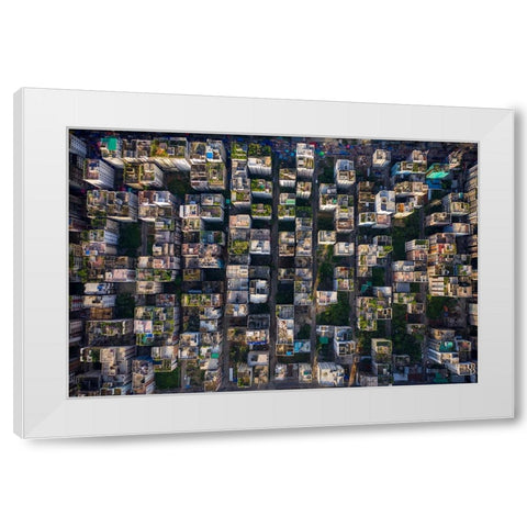 Rooftop White Modern Wood Framed Art Print by Khan Ronnie, Azim