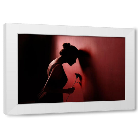 Red Rose 3 White Modern Wood Framed Art Print by Kisworo, Sebastian