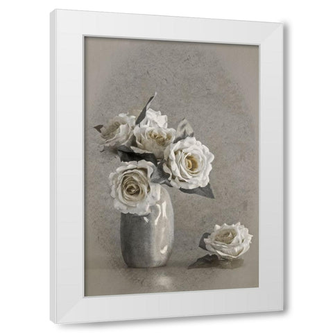 Faded Lines White Modern Wood Framed Art Print by Kiral, Cicek