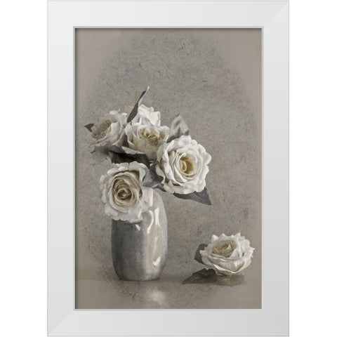 Faded Lines White Modern Wood Framed Art Print by Kiral, Cicek