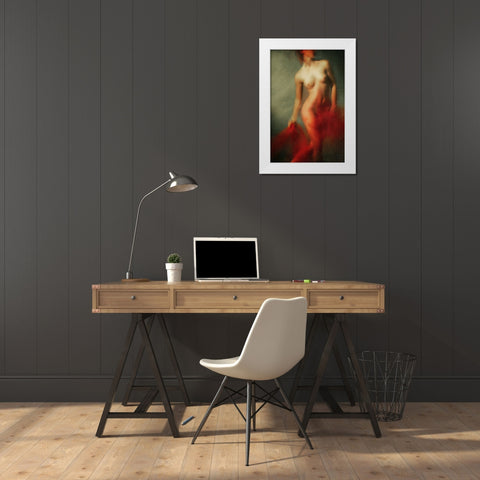 Red I White Modern Wood Framed Art Print by miriana