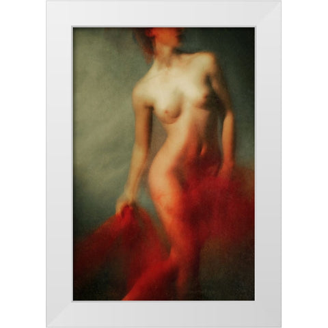 Red I White Modern Wood Framed Art Print by miriana