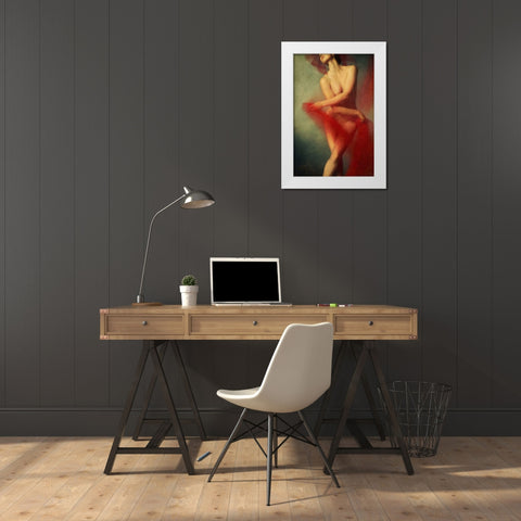 Red Ii White Modern Wood Framed Art Print by miriana