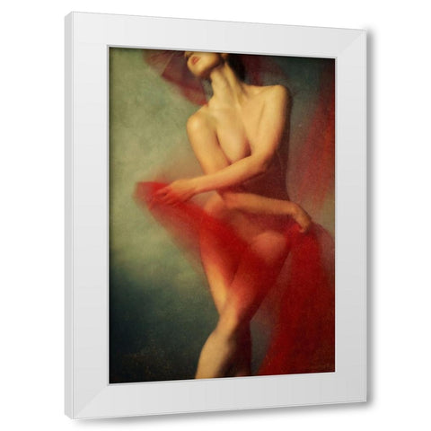 Red Ii White Modern Wood Framed Art Print by miriana